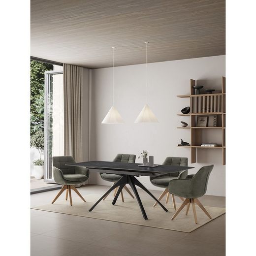 Sillón giratorio, 61,5 x 62 x 83,5 cm, de tejido  en verde | Colección Donatelo