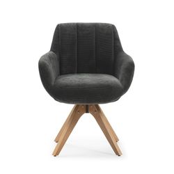 Sillón giratorio, 62 x 60 x 85 cm, de tejido  en gris oscuro | Colección Leire
