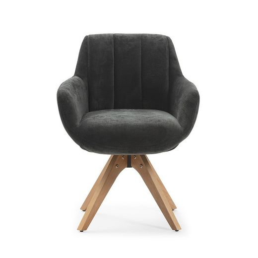 Sillón giratorio, 62 x 60 x 85 cm, de tejido  en gris oscuro | Colección Leire