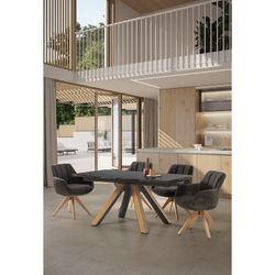 Sillón giratorio, 62 x 60 x 85 cm, de tejido  en gris oscuro | Colección Leire