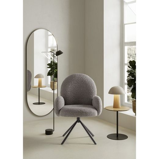 Poltrona girevole, 62 x 60 x 90 cm, in tessuto grigio | Collezione Dario