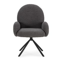 Poltrona girevole, 62 x 60 x 90 cm, in tessuto grigio scuro | Collezione Dario