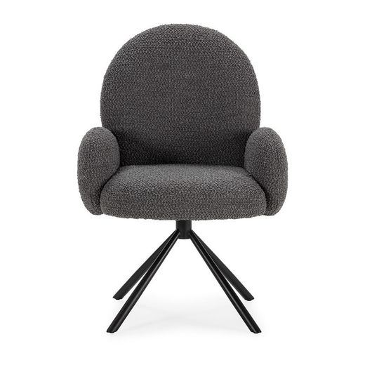 Poltrona girevole, 62 x 60 x 90 cm, in tessuto grigio scuro | Collezione Dario