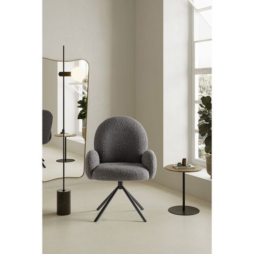 Poltrona girevole, 62 x 60 x 90 cm, in tessuto grigio scuro | Collezione Dario