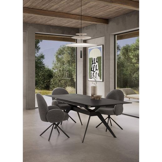 Poltrona girevole, 62 x 60 x 90 cm, in tessuto grigio scuro | Collezione Dario