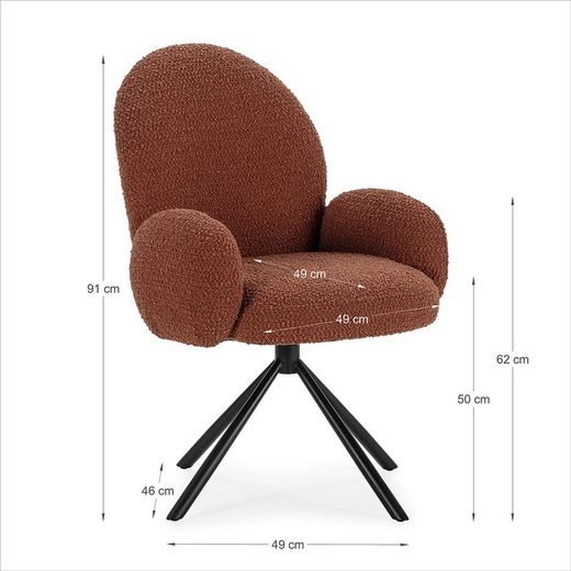 Poltrona girevole, 63 x 60 x 89 cm, in tessuto teja | Collezione Dario