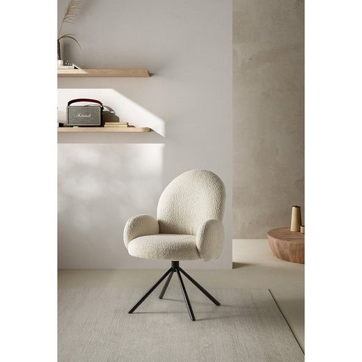 Sillón giratorio, 63 x 60 x 90 cm, de tejido  en blanco | Colección Dario