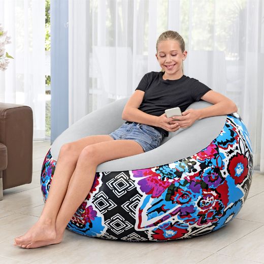 Canapé Gonflable Bestway 112x112x66 cm Surface Flocée Motif Floral