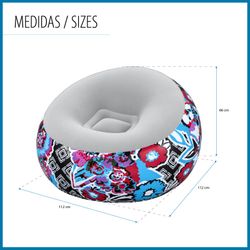 Canapé Gonflable Bestway 112x112x66 cm Surface Flocée Motif Floral