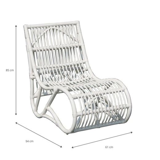 Poltrona da giardino, 61 x 94 x 85 cm, in rattan bianco | Collezione Pure