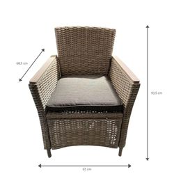 Poltrona da giardino, 65 x 68,5 x 93,5 cm, in acciaio e rattan sintetico colore beige | Collezione Torino