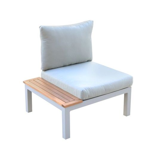Poltrona da giardino, 78,2 x 76,6 x 73 cm, in alluminio grigio e legno naturale | Collezione Bérgamo
