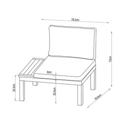Poltrona da giardino, 78,2 x 76,6 x 73 cm, in alluminio grigio e legno naturale | Collezione Bérgamo