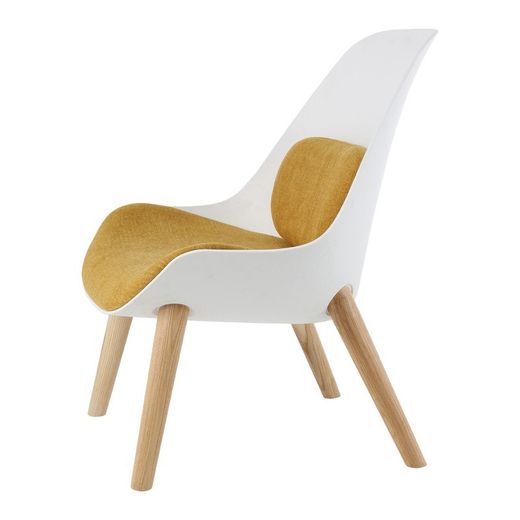 Sillón, 71 x 73 x 90 cm, blanco y mostaza |  Colección Kemen