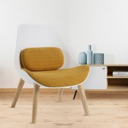 Sillón, 71 x 73 x 90 cm, blanco y mostaza |  Colección Kemen
