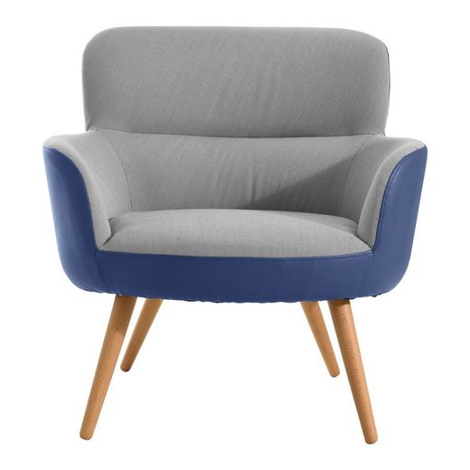 Poltrona, 77 x 73,4 x 81,4 cm, rivestimento bicolor blu e grigio | Collezione Kai