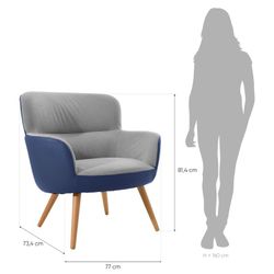 Poltrona, 77 x 73,4 x 81,4 cm, rivestimento bicolor blu e grigio | Collezione Kai