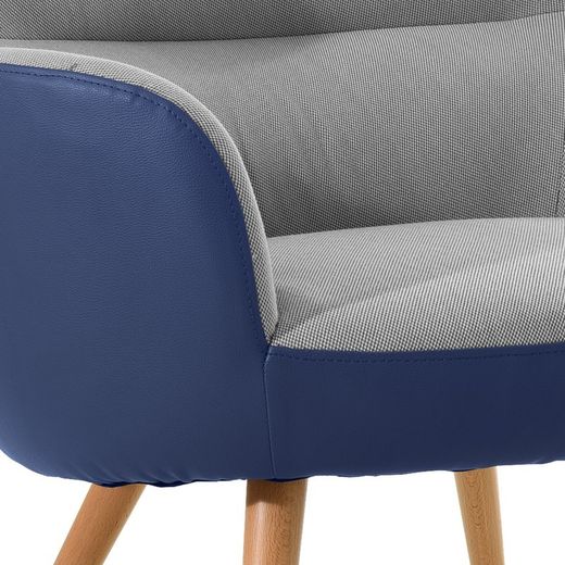 Poltrona, 77 x 73,4 x 81,4 cm, rivestimento bicolor blu e grigio | Collezione Kai