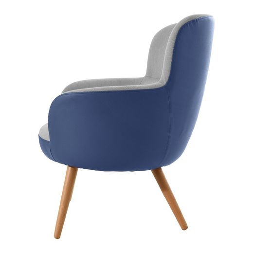 Poltrona, 77 x 73,4 x 81,4 cm, rivestimento bicolor blu e grigio | Collezione Kai