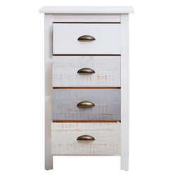 Comò, 46 x 35 x 80 cm, in legno di pino bianco e grigio | Collezione Romantica