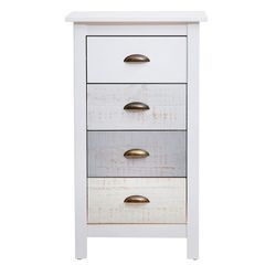 Comò, 46 x 35 x 80 cm, in legno di pino bianco e grigio | Collezione Romantica