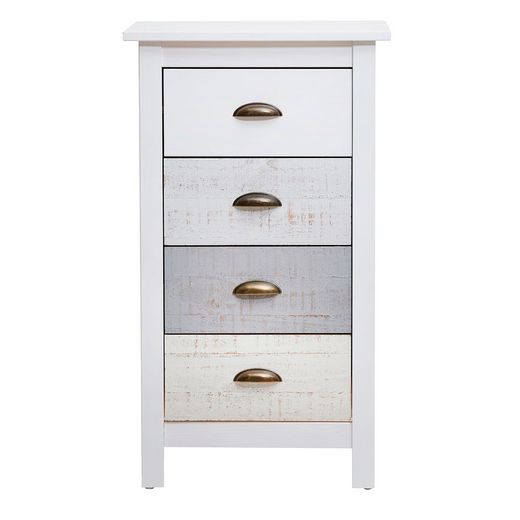 Comò, 46 x 35 x 80 cm, in legno di pino bianco e grigio | Collezione Romantica