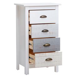 Comò, 46 x 35 x 80 cm, in legno di pino bianco e grigio | Collezione Romantica