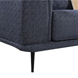 Sofá con Chaiselongue a la Derecha Pärumm Abruzzo 300x95/175x85 cm Azul Jaspeado con Cojines