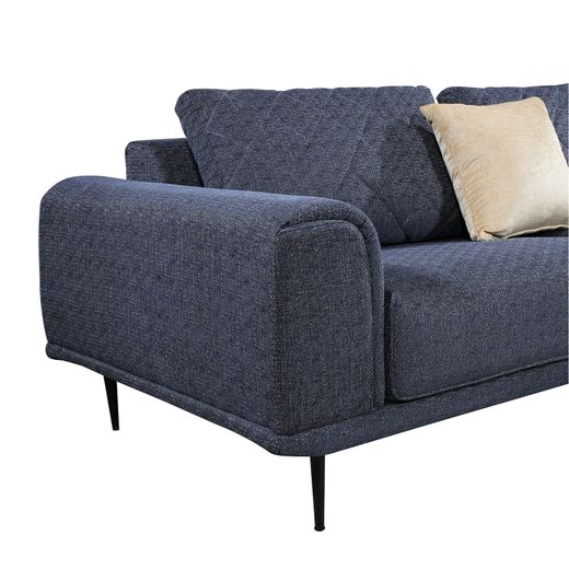Sofá con Chaiselongue a la Derecha Pärumm Abruzzo 300x95/175x85 cm Azul Jaspeado con Cojines