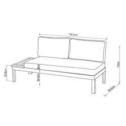 Divano da giardino, 138,2 x 76,6 x 73 cm, in alluminio grigio e naturale | Collezione Bérgamo