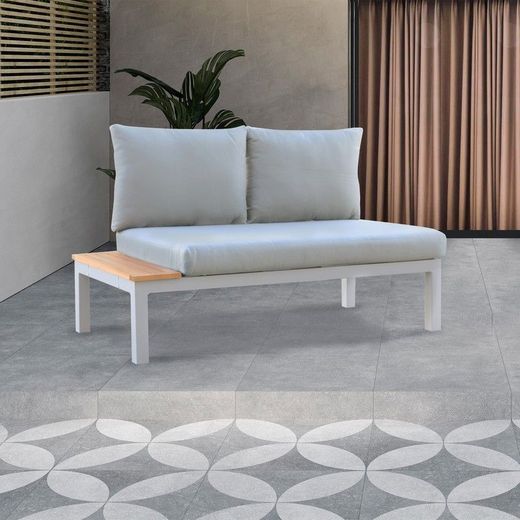 Divano da giardino, 138,2 x 76,6 x 73 cm, in alluminio grigio e naturale | Collezione Bérgamo