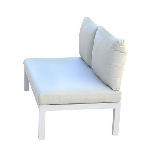 Divano da giardino, 138,2 x 76,6 x 73 cm, in alluminio grigio e naturale | Collezione Bérgamo