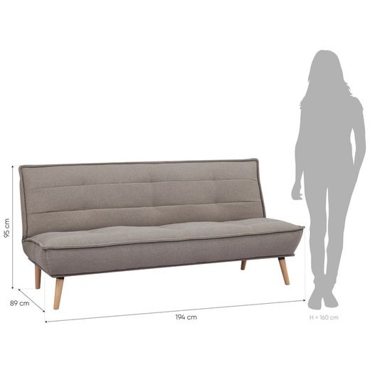 Divano letto, 194 x 95 x 89 cm, rivestimento marrone | Collezione Hufranch