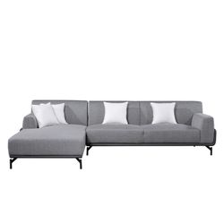 Divano con Chaise Longue a Sinistra, 300 x 90/175 x 80 cm, 3 posti grigio con cuscini | Collezione Puglia Pärumm