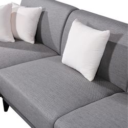 Divano con Chaise Longue a Sinistra, 300 x 90/175 x 80 cm, 3 posti grigio con cuscini | Collezione Puglia Pärumm