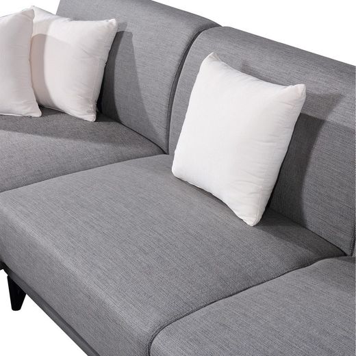 Divano con Chaise Longue a Sinistra, 300 x 90/175 x 80 cm, 3 posti grigio con cuscini | Collezione Puglia Pärumm