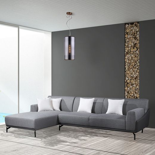 Divano con Chaise Longue a Sinistra, 300 x 90/175 x 80 cm, 3 posti grigio con cuscini | Collezione Puglia Pärumm