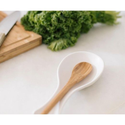 Supporto per cucchiaio, 24 x 10 x 3 cm, in ceramica bianca | Collezione Spoon