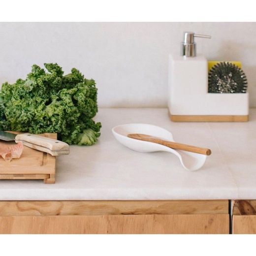 Supporto per cucchiaio, 24 x 10 x 3 cm, in ceramica bianca | Collezione Spoon