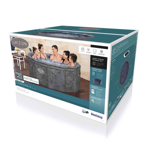 Spa inflável Bestway Lay-Z-Spa Carrara Smart AirJet Ø170 cm cinza pedra