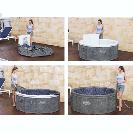 Spa inflável Bestway Lay-Z-Spa Carrara Smart AirJet Ø170 cm cinza pedra