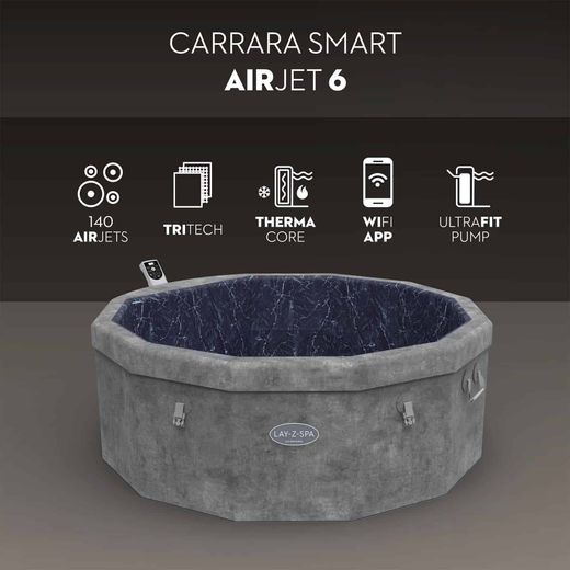 Spa inflável Bestway Lay-Z-Spa Carrara Smart AirJet Ø170 cm cinza pedra