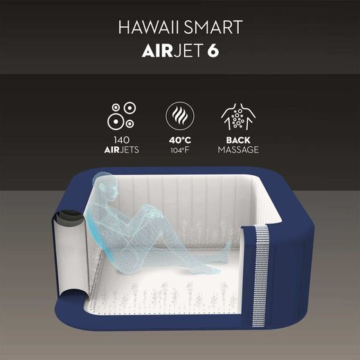 Spa inflável Bestway Lay-Z-Spa Hawaii 180x180x71 cm, 140 jatos, azul e branco