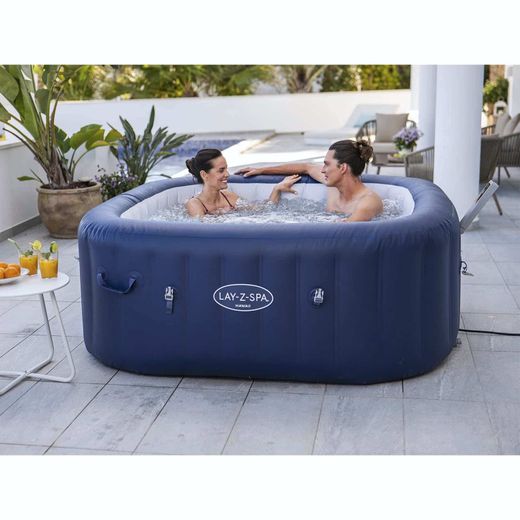 Spa inflável Bestway Lay-Z-Spa Hawaii 180x180x71 cm, 140 jatos, azul e branco