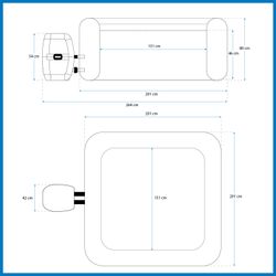 Jacuzzi Gonfiabile Bestway Lay-Z-Spa Maldives Smart Luxe 201x201x80 cm per 5-7 Persone con Airjet e App