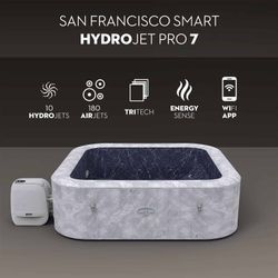 Jacuzzi gonflable Bestway Lay-Z-Spa San Francisco MaxHold EnergySense Smart Luxe HydroJet Pro 7 gris