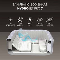 Jacuzzi gonflable Bestway Lay-Z-Spa San Francisco MaxHold EnergySense Smart Luxe HydroJet Pro 7 gris