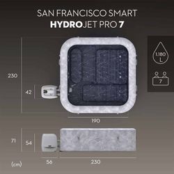 Jacuzzi gonflable Bestway Lay-Z-Spa San Francisco MaxHold EnergySense Smart Luxe HydroJet Pro 7 gris