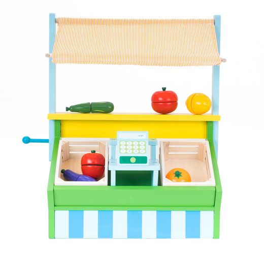 Supermercado de Juguete Montessori Robincool con Caja Registradora y Accesorios de Madera Ecológica