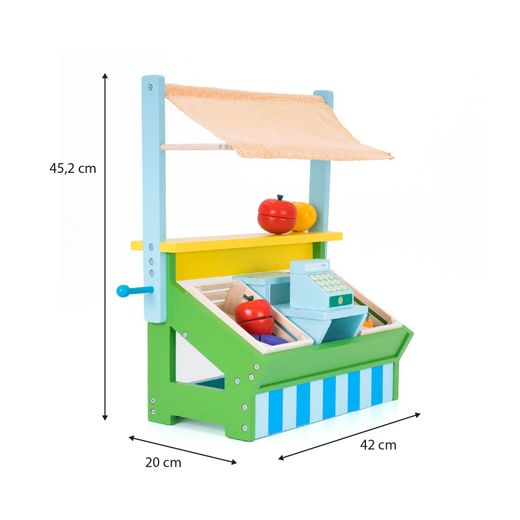 Supermercado de Juguete Montessori Robincool con Caja Registradora y Accesorios de Madera Ecológica
